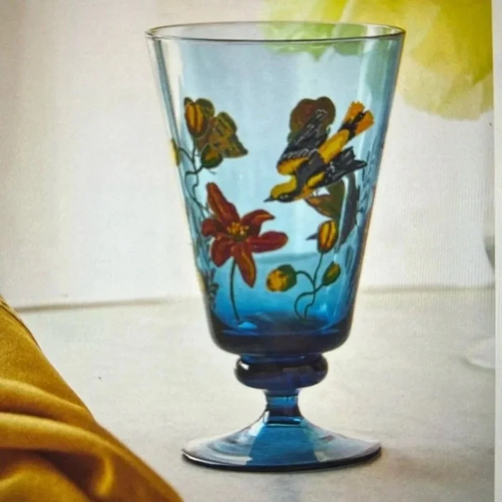 NWT Anthropologie Nathalie Marais Glass Goblet Bird